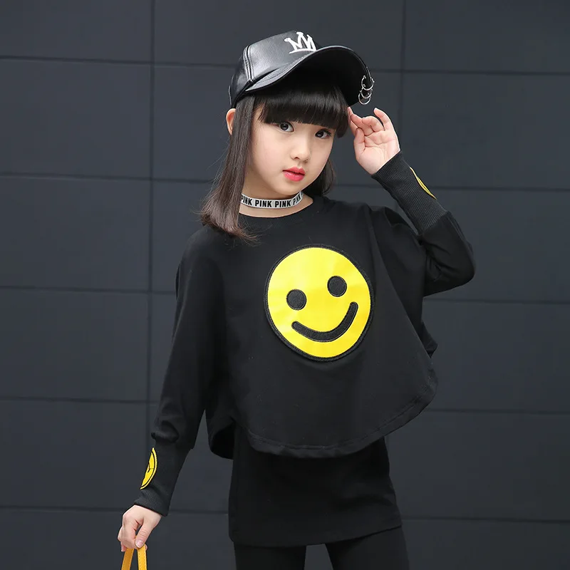 Новинка 2017 года весенне осенний комплект одежды для девочек хлопковая Футболка с