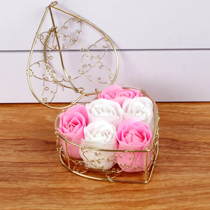 pink white Горячее мыло розовая Подарочная коробка искусственное цветочное украшение для свадебной вечеринки день Святого Валентина MDD88 - Цвет: pink white