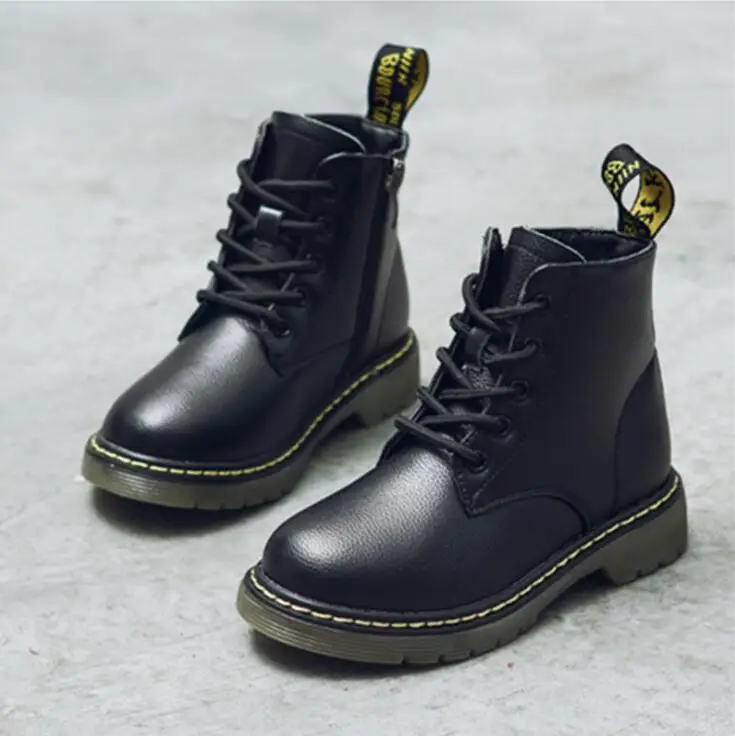 Детские ботинки новинка осень-зима кожаные для больших детей мальчиков и девочек