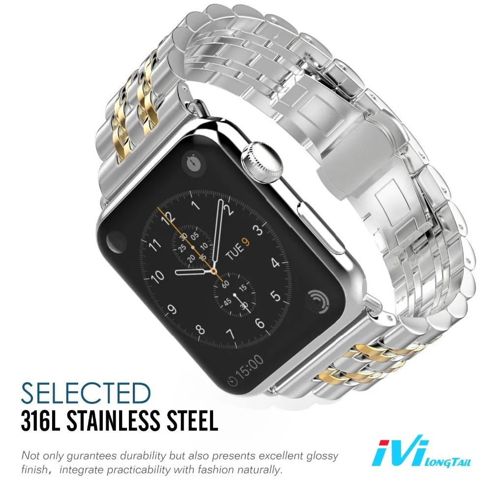 Watch 40 44 Cover for Apple 4 Strap Band Series 3 1 2 38 mm 42mm Stainless Steel Rose Gold Butterfly Buckle iwatch |