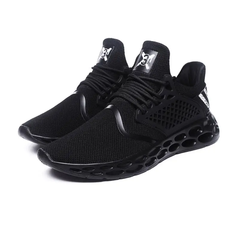 Мужская спортивная обувь для бега черные дышащие кроссовки из сетчатого