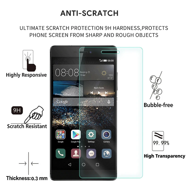 2 шт. закаленное стекло премиум-класса для Huawei Ascend P8 защита экрана прозрачная