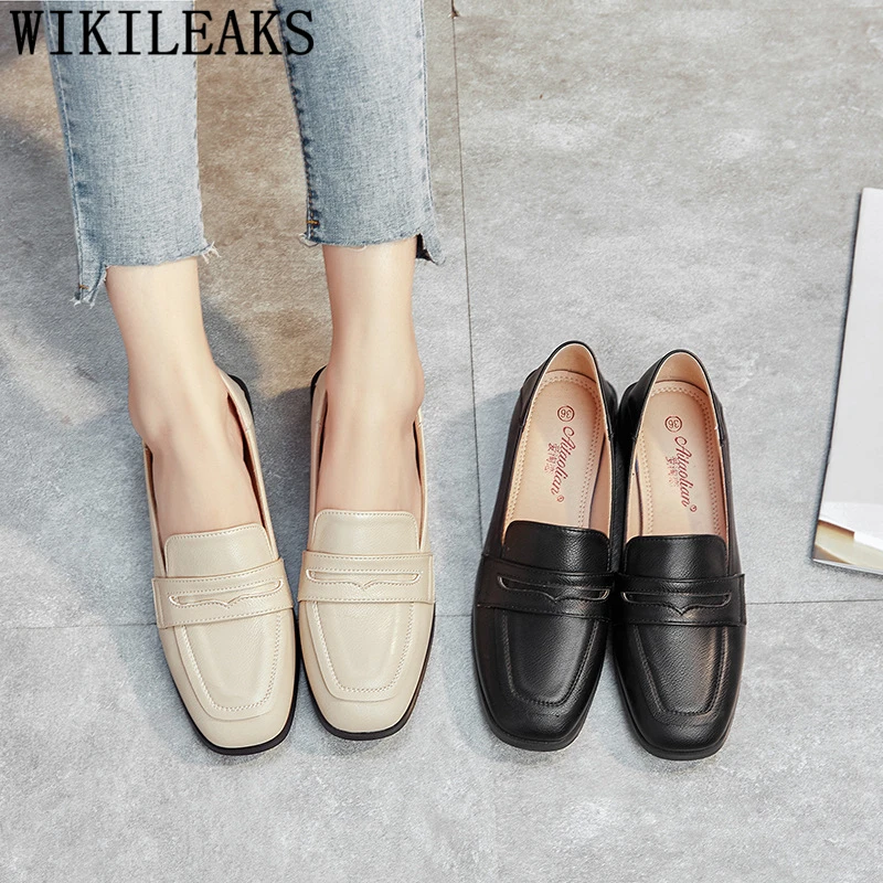 Ботинки-оксфорды черная обувь для женщин без застежек Удобная Обувь на толстой