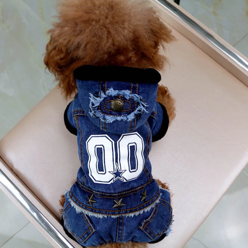 Bigeyedog зимняя одежда для собак джинсовый комбинезон Теплый наряд для домашних животных Чихуахуа Пудель Бишон йоркские комбинезоны для собак Одежда для щенков