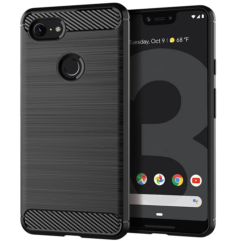 Для Google Pixel 3 3XL чехол из мягкого силикона с углеродного волокна армированный