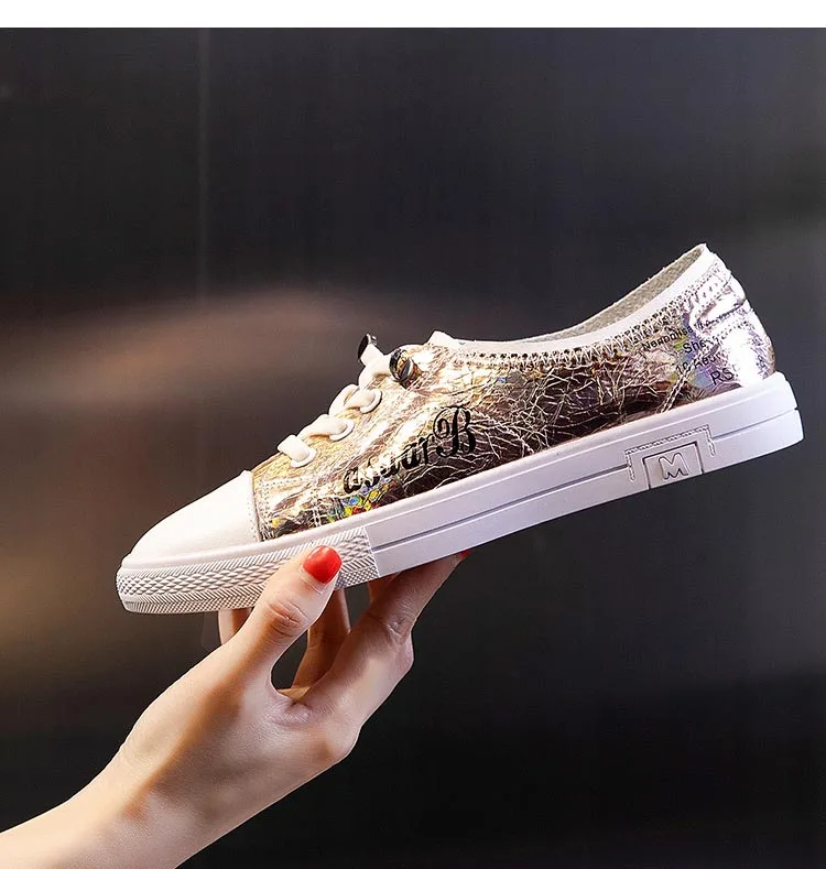 Повседневная обувь; женские модные брендовые кроссовки; цвет золотой; zapatos de mujer; женская обувь из натуральной кожи; chaussures femme; серебристая обувь на плоской подошве