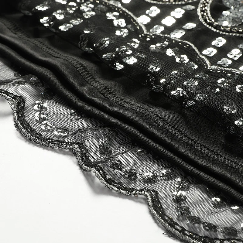

Real shot summer new European and American fashion bag hip skirt A word skirt blingbling heavy work sequined beaded skirt