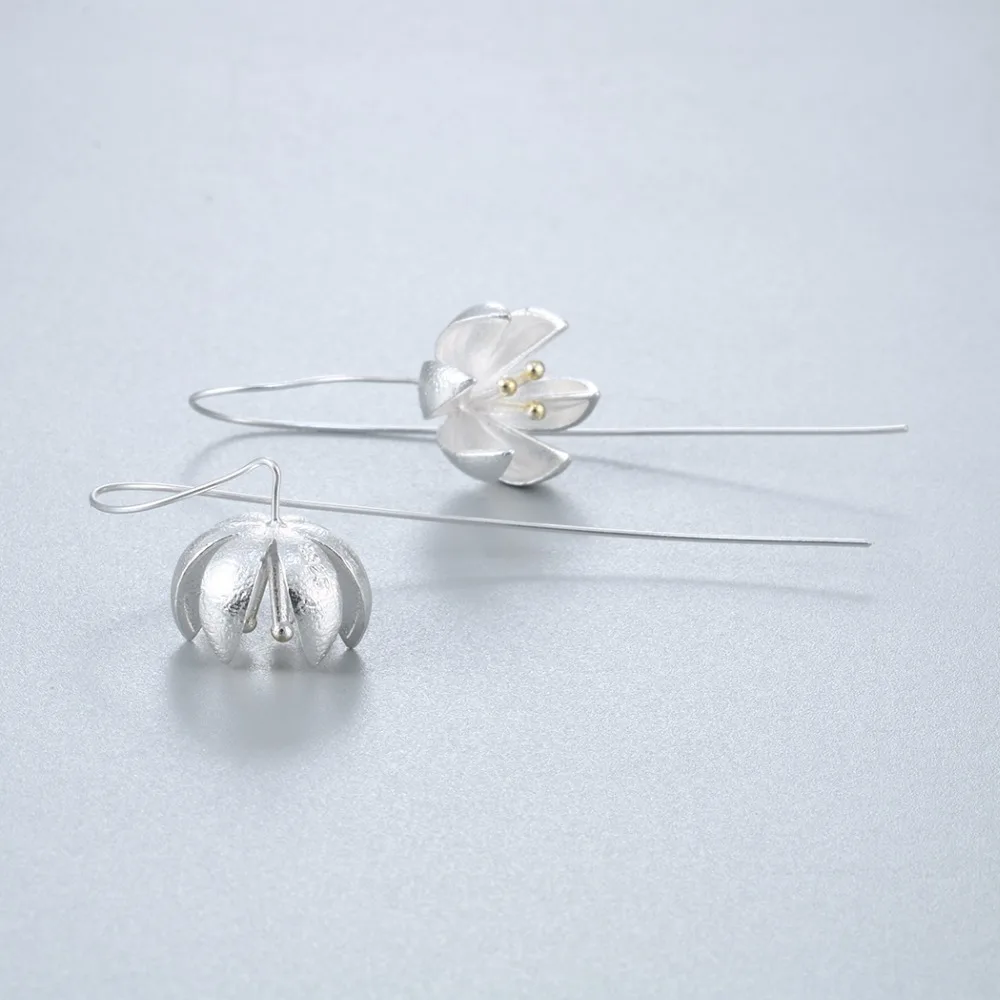 Kinitial золотые бутон цветок висячие длинные серьги для женщин ушные крючки Серьги