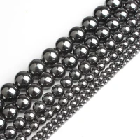 wholesale natural stone black hematite round beads 2 3 4 6 8 10 12mm 16 per strand pick size for jewelry making
