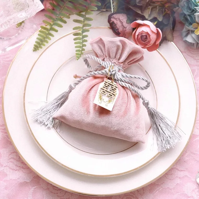 10pcs 14cmX12cm chinese style Wedding Candy Bag with Tassels Gifts Pouch Favor Bags rustic wedding favors and gifts for guest | Дом и сад