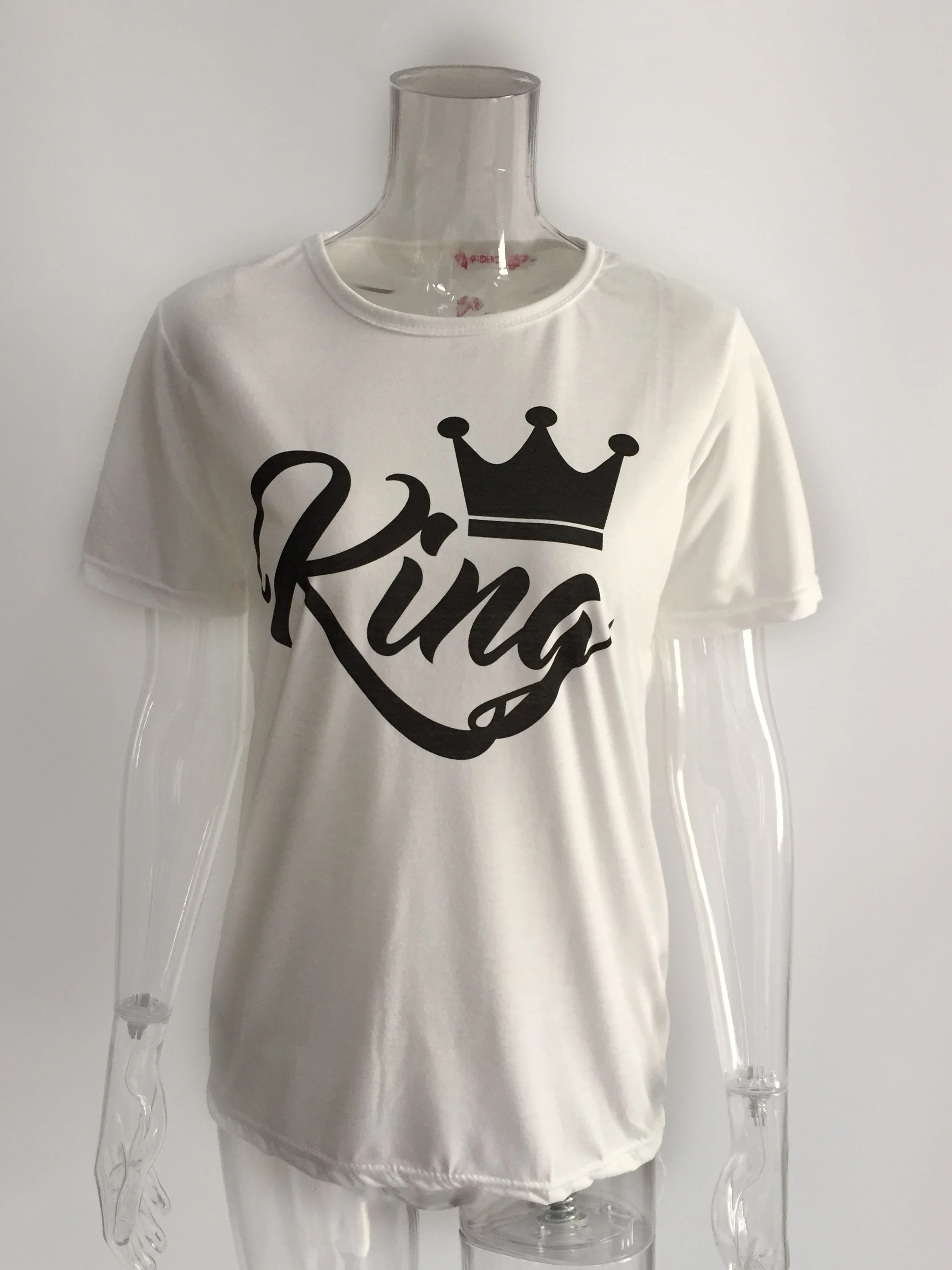 Новая футболка с короткими рукавами и надписью King queen Женская белая черная