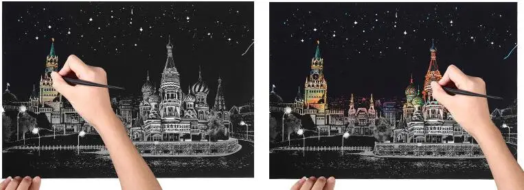 DIY красочный город серия город ночь скретч картина мир пейзаж скретч бумага креативный подарок на день рождения живопись художественные эскизы