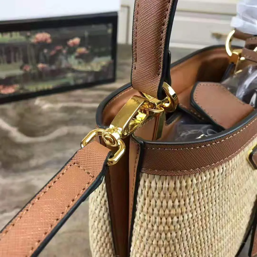 Женская сумка Роскошные брендовые дизайнерские сумки из ротанга соломенные сумки через плечо Saffiano из воловьей кожи пляжные сумки femme