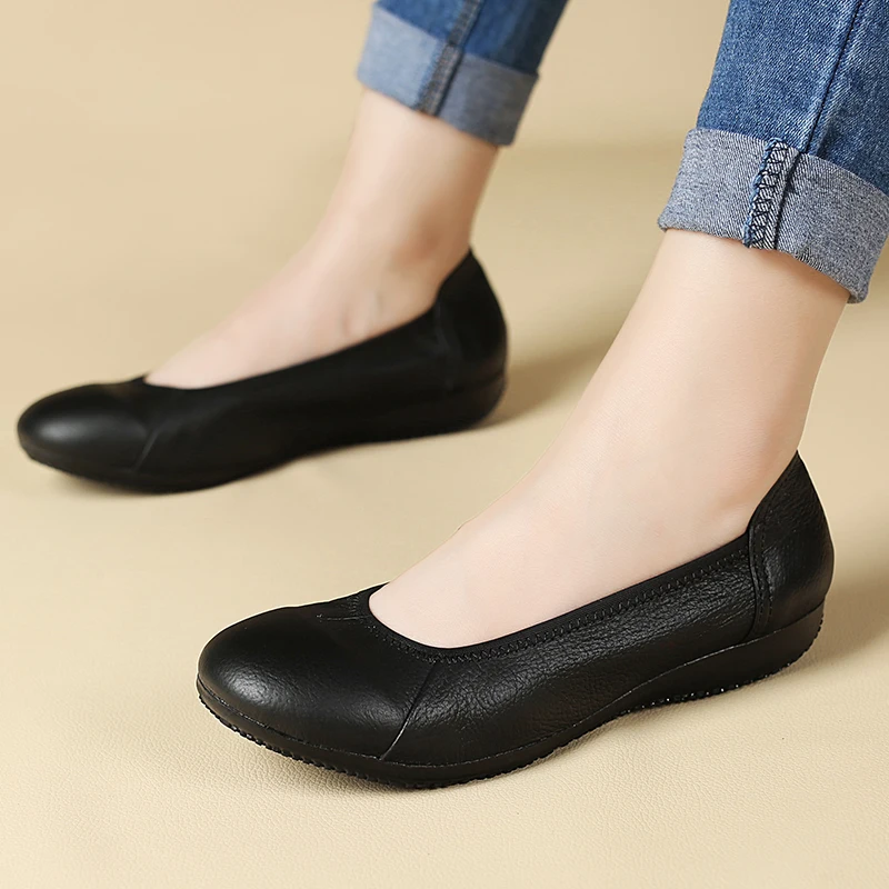 Женская Повседневная обувь ZZPOHE черные удобные туфли на мягкой подошве с круглым