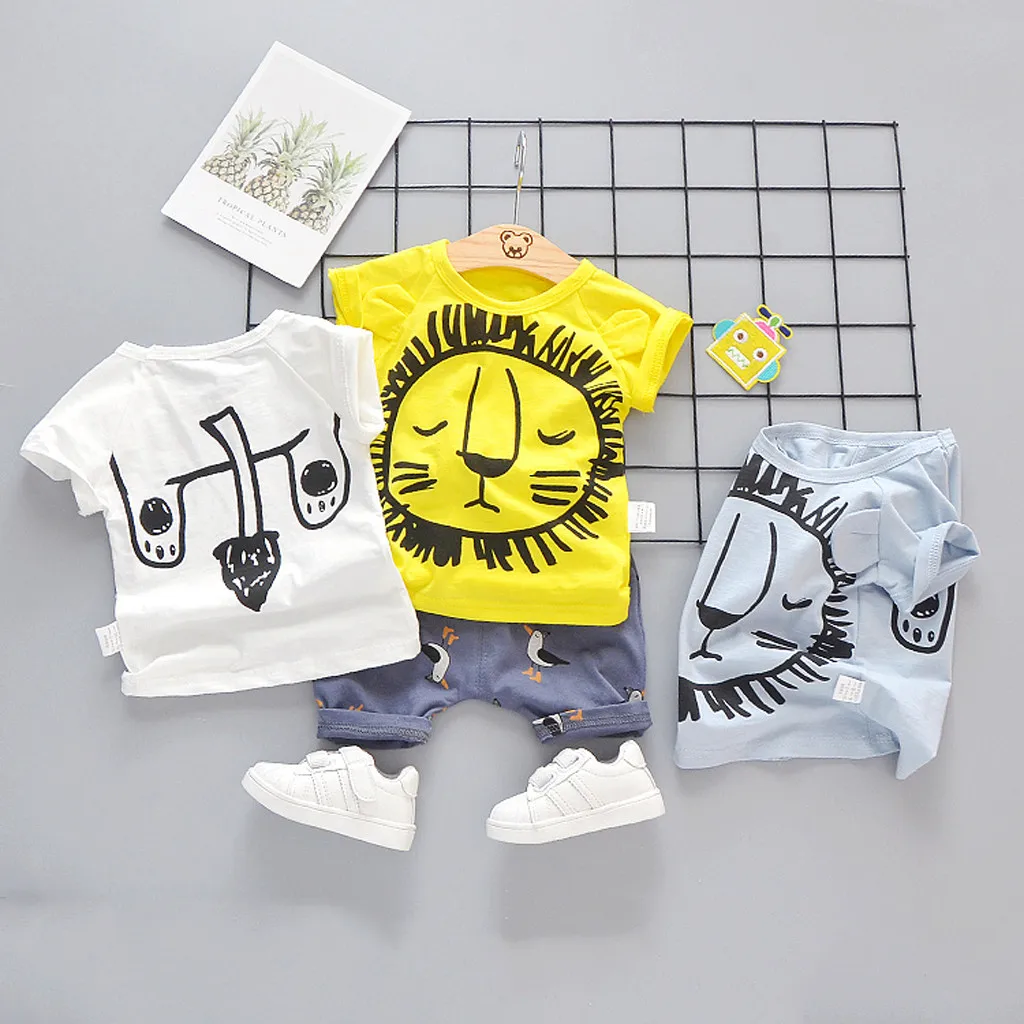 Летняя детская одежда для малышей Одежда маленьких мальчиков девочек футболка с