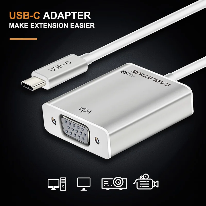 Новый адаптер CABLETIME USB Type C VGA кабель в конвертер 3 1 для Macbook Chromebook Lumia Pixel Dell