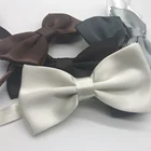 Мужской однотонный модный галстук-бабочка, черный, белый, серый галстук-бабочка для мужчин