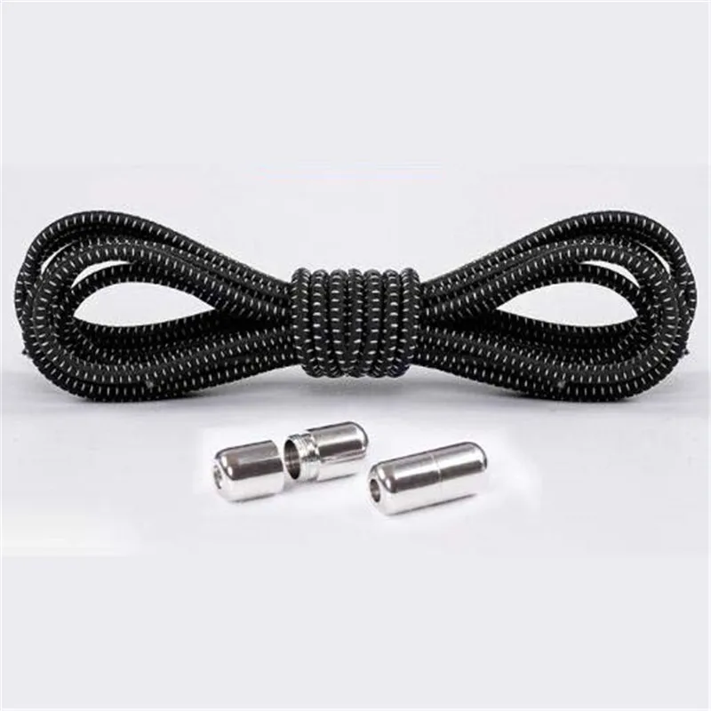 black white dot 1 пара без галстука, Эластичный шнурок, фиксирующие шнурки, для детей и взрослых, кроссовки, быстрая полукруглая шнуровка, шнурки для ленивых ботинок, шнурки, 19 цветов - Цвет: black white dot