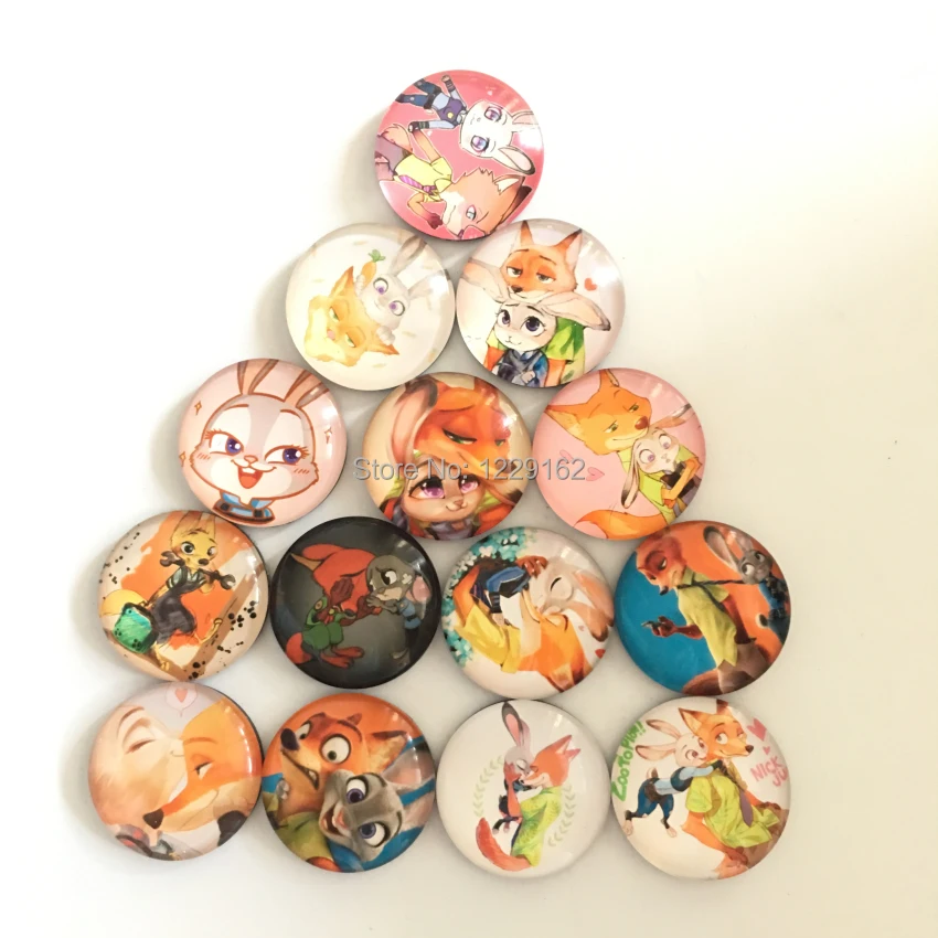 Круглый стеклянный для холодильника с лисой/Кроликом 14 шт./лот магнитный стикер