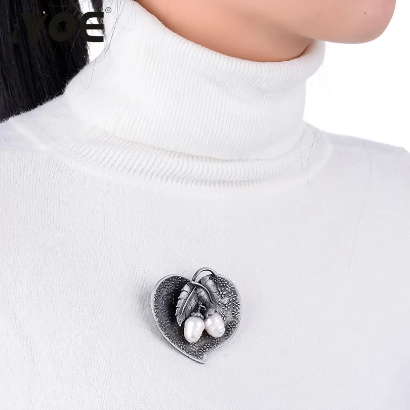 Женская брошь в форме большого листа IYOE|Броши| |