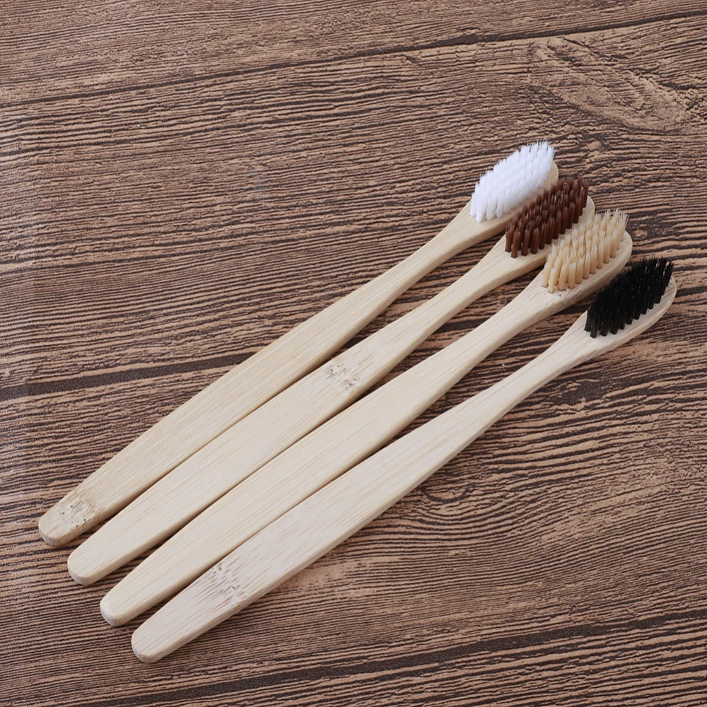 Оптовая продажа 50 шт. зубная щетка из натурального бамбука древесины по