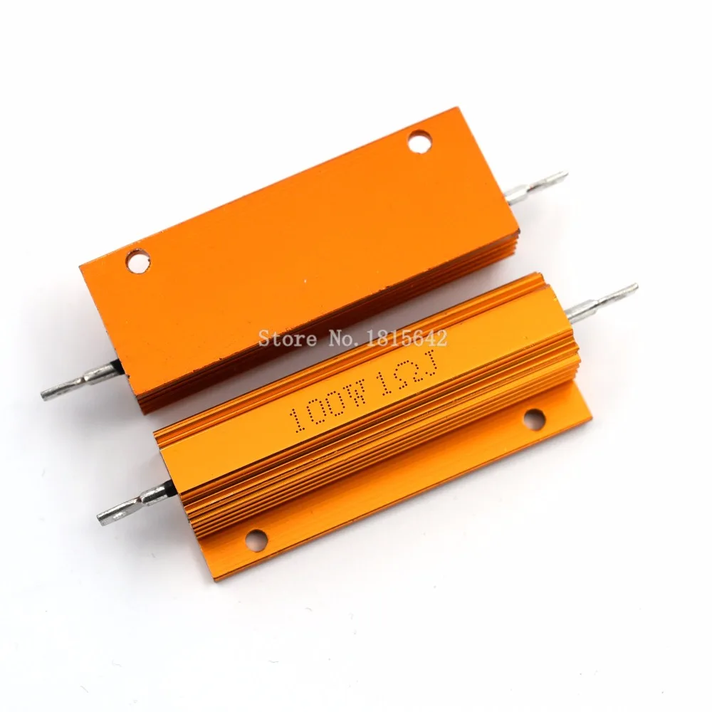 

RX24 100W 1R 1RJ 100 Watt Metal Shell Aluminium Gold Resistor High Power Heatsink Resistance Golden Heat Sink Resistor 1 ohm