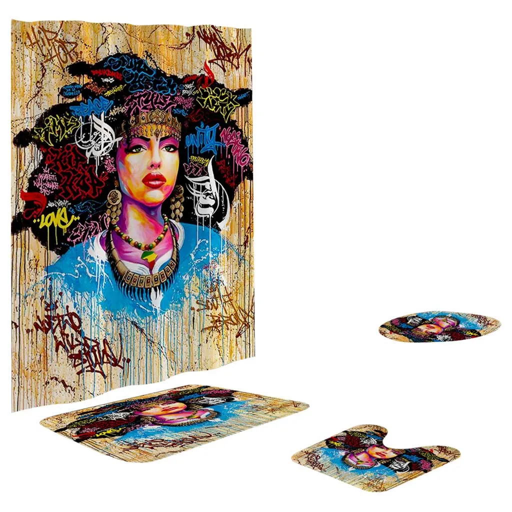 4 шт./компл. нескользящий коврик для унитаза в этническом стиле + ковер занавеска