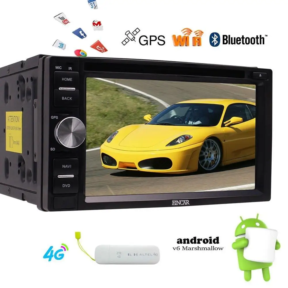 Бесплатный 4G ключ + Android6.0 автомобильный dvd плеер в тире двойной 2 Din Автомобильный