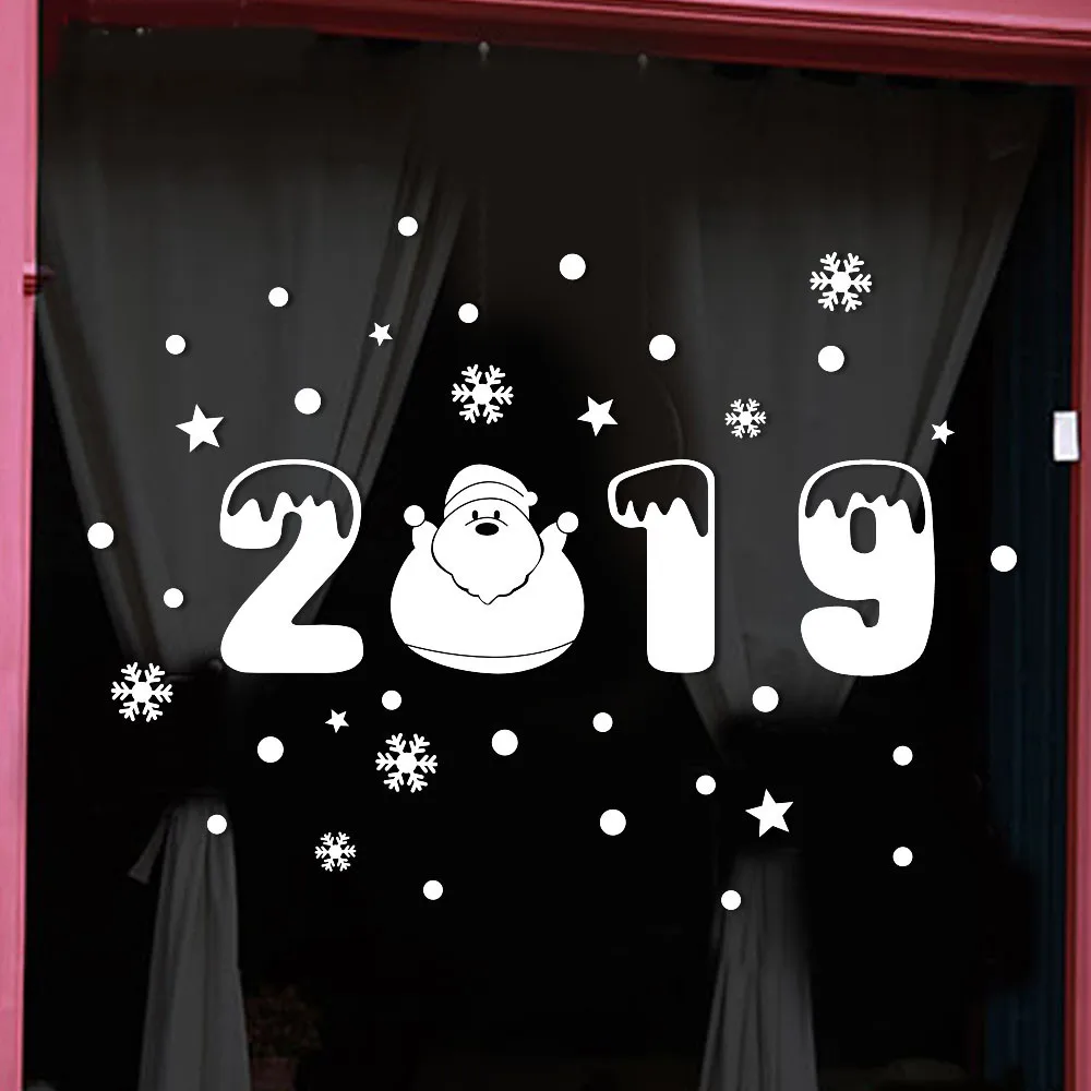 Лучшие продажи 2019 Новый год Рождественская Снежинка стены Стикеры дома магазин