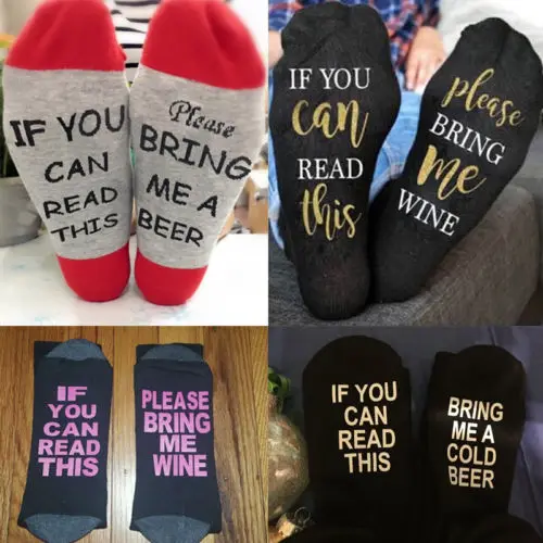 Хит 2019 модные носки унисекс с надписью If You Can Read This Bring Me Wine хлопковые теплые