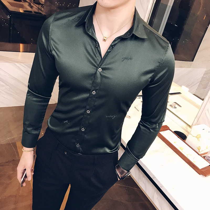 Новинка Осень 2020 однотонная эластичная рубашка с длинными рукавами против