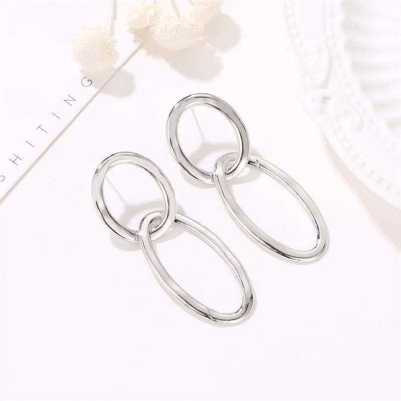 Геометрические овальные серьги для женщин креативные 2 Круглые серьги-гвоздики