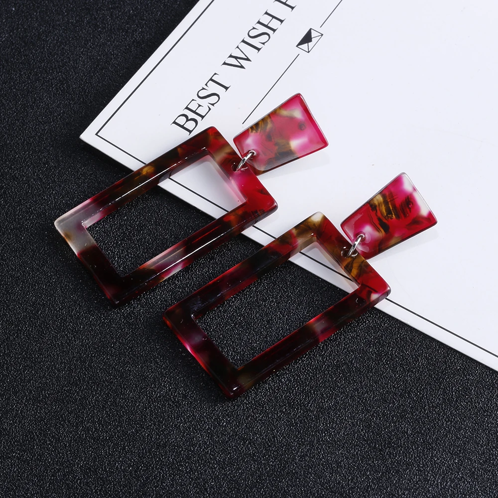 VIVILADY New Colorful Square Acrylic Dangle Earrings Women Geometric Brincos Bijoux Acetic Acid Jewelry Summer Party Gifts | Украшения и