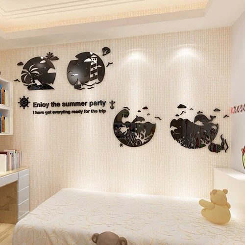 Новое поступление креативные Мультяшные пляжные 3D акриловые настенные наклейки