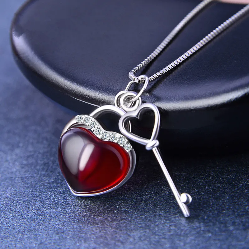Ожерелье из стерлингового серебра с уникальным дизайном кристалл сердце циркон