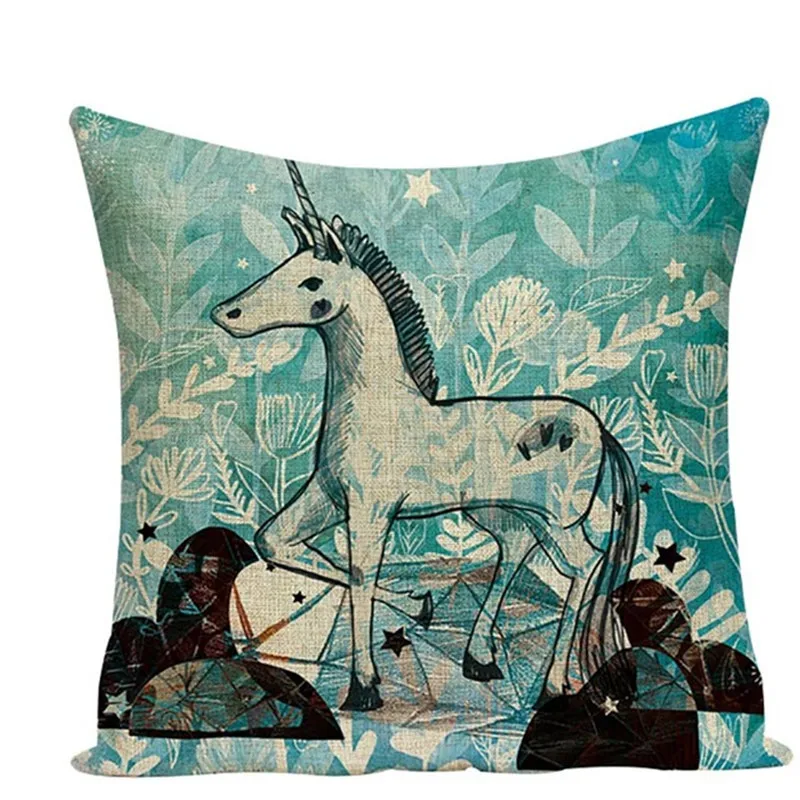 Dream Forest Animals Chair Cotton Linen Cushion Covers Plant Pattern Pillow Cases Home Decorative Pillows Cover For Sofa Decor | Дом и сад