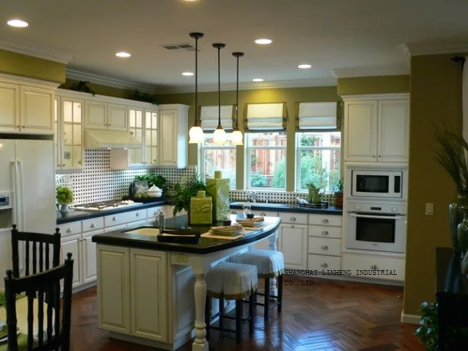 

Antique style modular solid wood kitchen cabinets(LH-SW012)