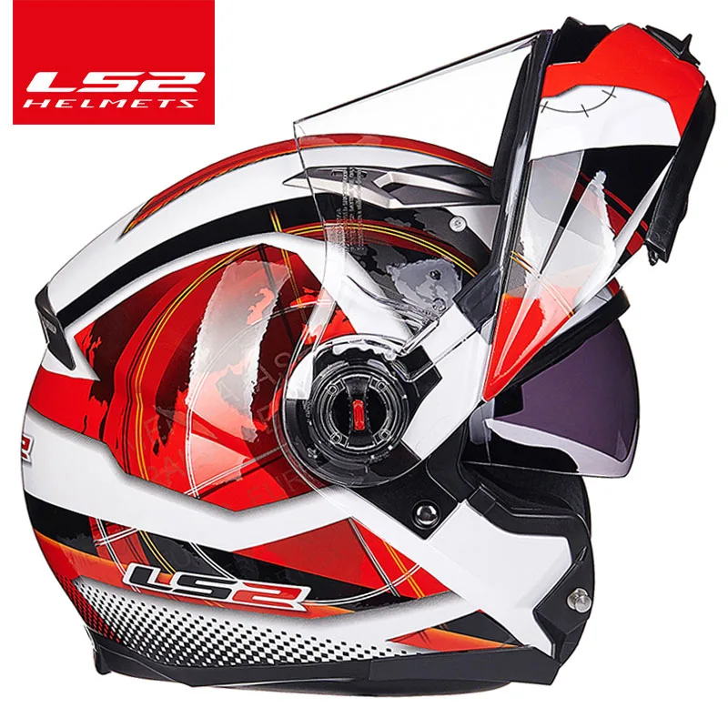 LS2 FF370 флип moto rcycle шлем casco moto двойной козырек Полный лицевой Шлем может изменить противотуманные линзы шлем moto ECE утвержден - Цвет: red universe
