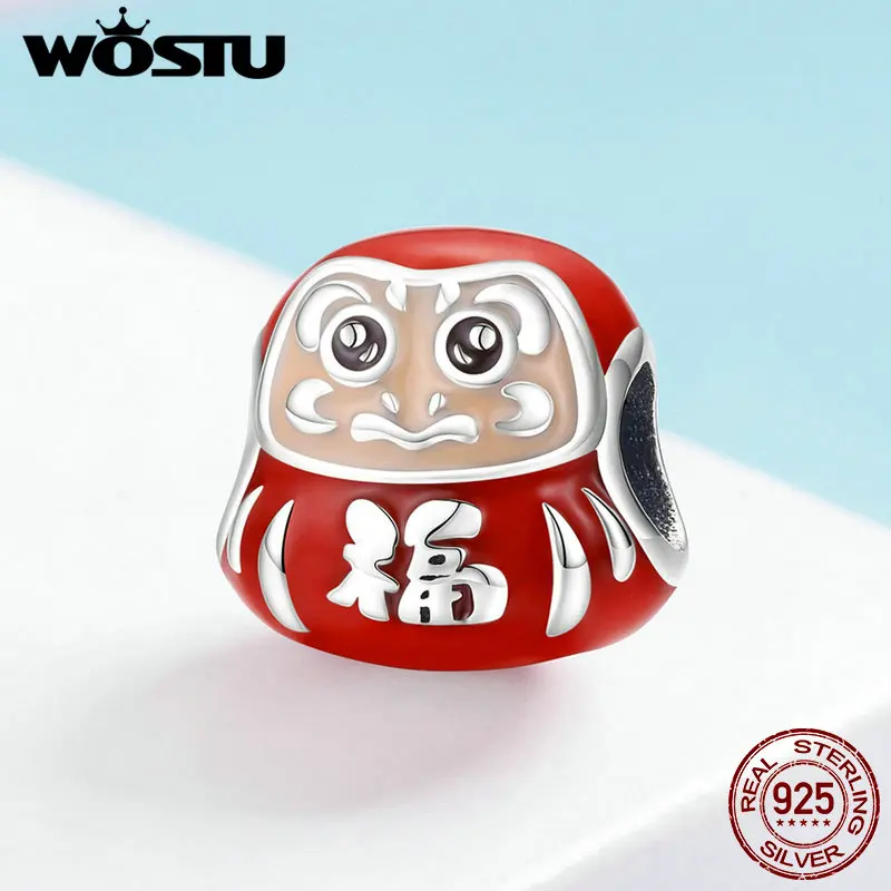 WOSTU новинка Стерлинговое Серебро 925 пробы красные бусины Япония Dharma Tumbler талисман