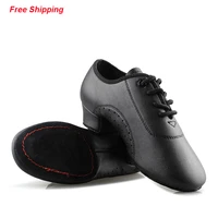 latin dance shoes boy men professional leather latin shoes black for kids low heeled