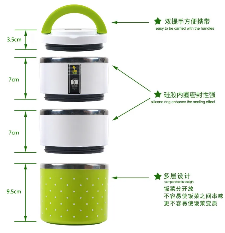 Lunchbox Food Storage Container Bento Box Containers Stainless Steel Lunch box Kitchen Accessories Thermal Insulated | Дом и сад