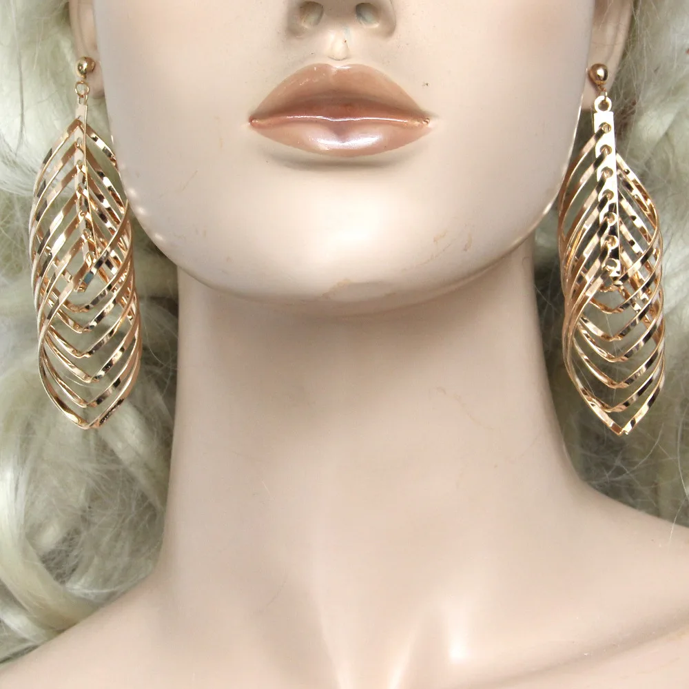 Серьги подвески Женские Геометрические золотистые/Серебристые в индийском