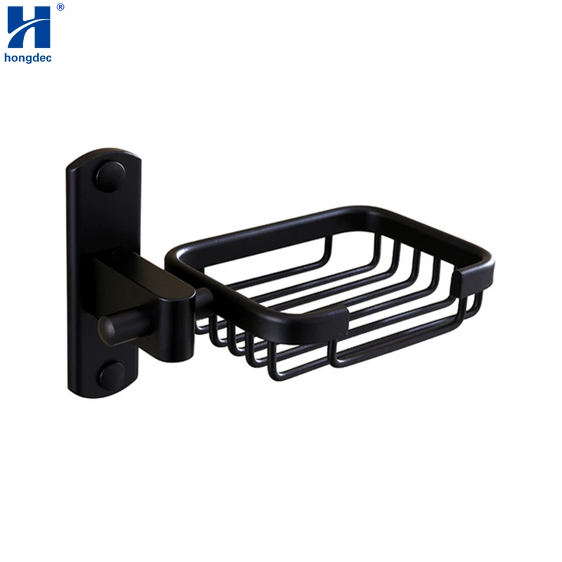 Hongdec Wall Mount space aluminum black Soap Basket Dish Holder for Bathroom Kitchen No Drilling Required | Обустройство дома