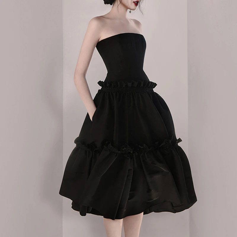Женское бальное платье без рукавов INDRESSME бретелек с вырезом лодочкой и оборками