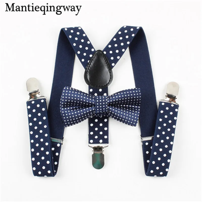 NY Mantieqingway/комплект с галстуком-бабочкой в горошек ярких цветов, комплект с регулируемыми подтяжками и галстуком-бабочкой для мальчиков и девочек, 3 зажима, Y-back, подтяжки - Цвет: NY
