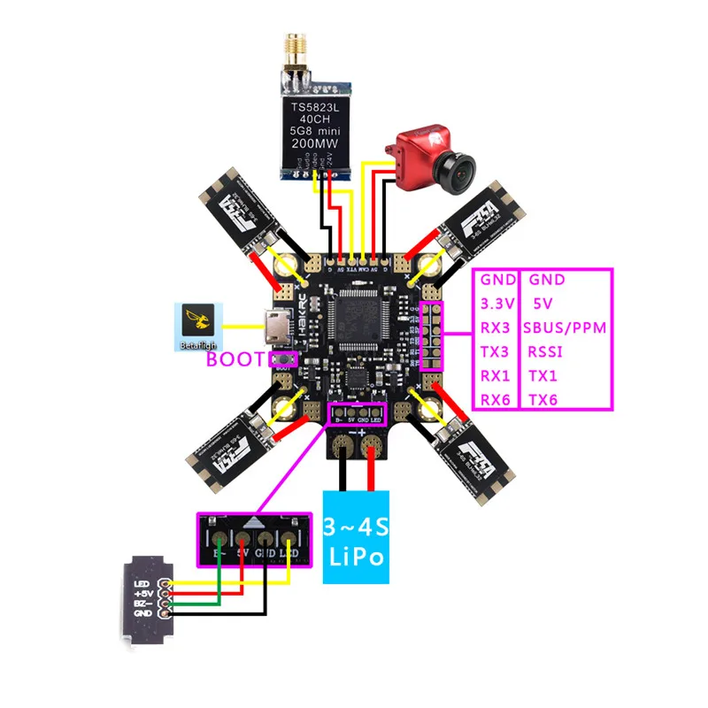 Hakrc Новый пуш ап F4 игровые джойстики 2 4S Betaflight OSD PDB 5В/2A BEC PPM/SBUS/IBUS OneShot для