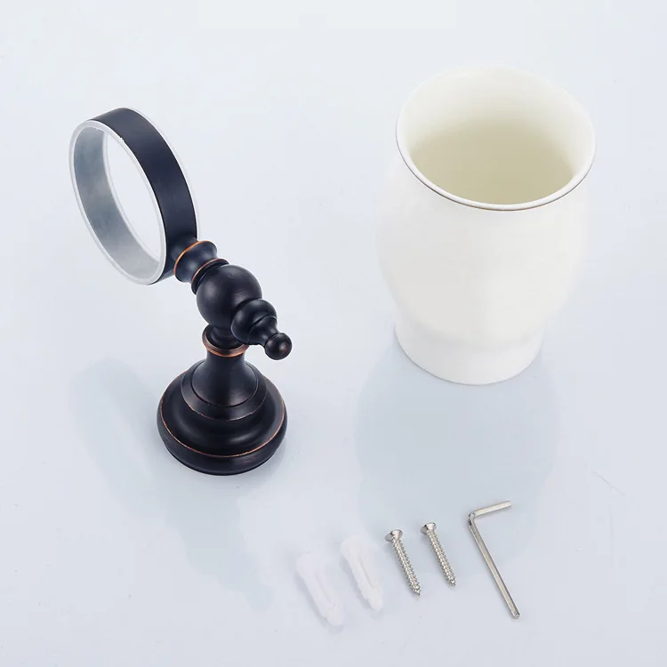 

Free shipping Black bronze Europe style toothbrush cup storage copper single tumbler holder 5101