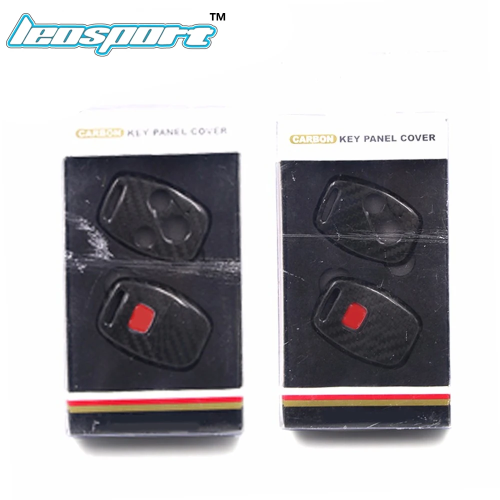 Leosport-чехол для ключей из углеродного волокна, чехол из настоящего углеродного волокна для HONDA CIVIC DC5 с оригинальной Красной эмблемой с логотипом