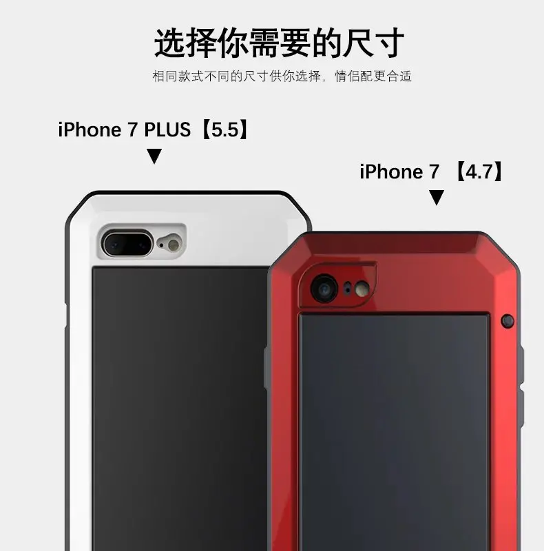 Ударопрочный водонепроницаемый металлический чехол для iPhone XS XR X 5 5S se 6 6s 7 8 plus металлический защитный чехол из сплава+ защитное стекло Gorilla