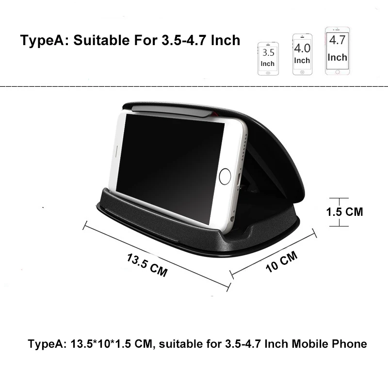 Type A 3-4.7Inch Автомобильный gps держатель для телефона, универсальный 3,5-7 дюймов силиконовый Противоскользящий автомобильный Мобильный Регулируемый кронштейн Подставка для приборной панели - Название цвета: Type A 3-4.7Inch